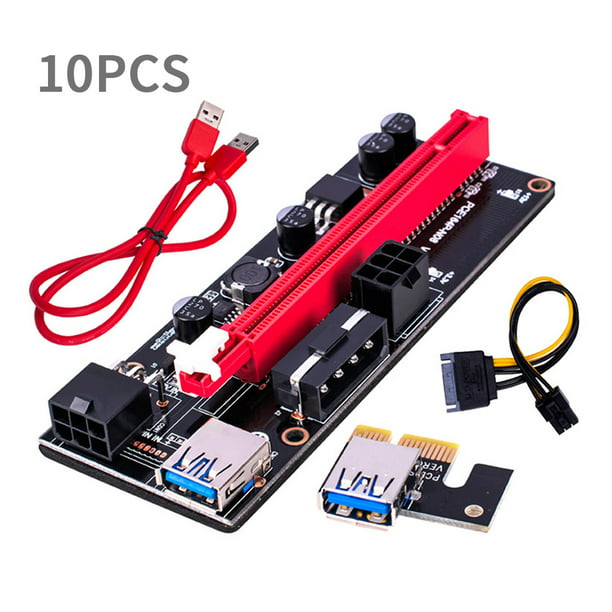 LDGG PCI-E Riser Adapter Card 16X to 1X 6Pin Sata Power Cable GPU Riser 60cm USB 3.0 Extension Cable PCIE Connector-Ethereum Mining ETH Rig 